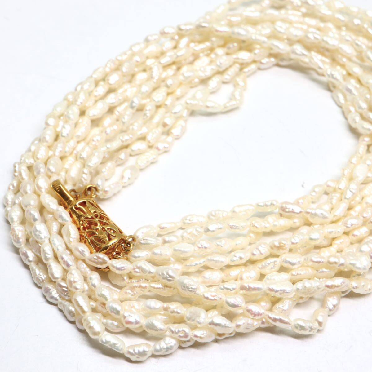 《本真珠6連ネックレス》M 34.4g 約48.5cm pearl necklace ジュエリー jewelry DA0/DH0_画像1