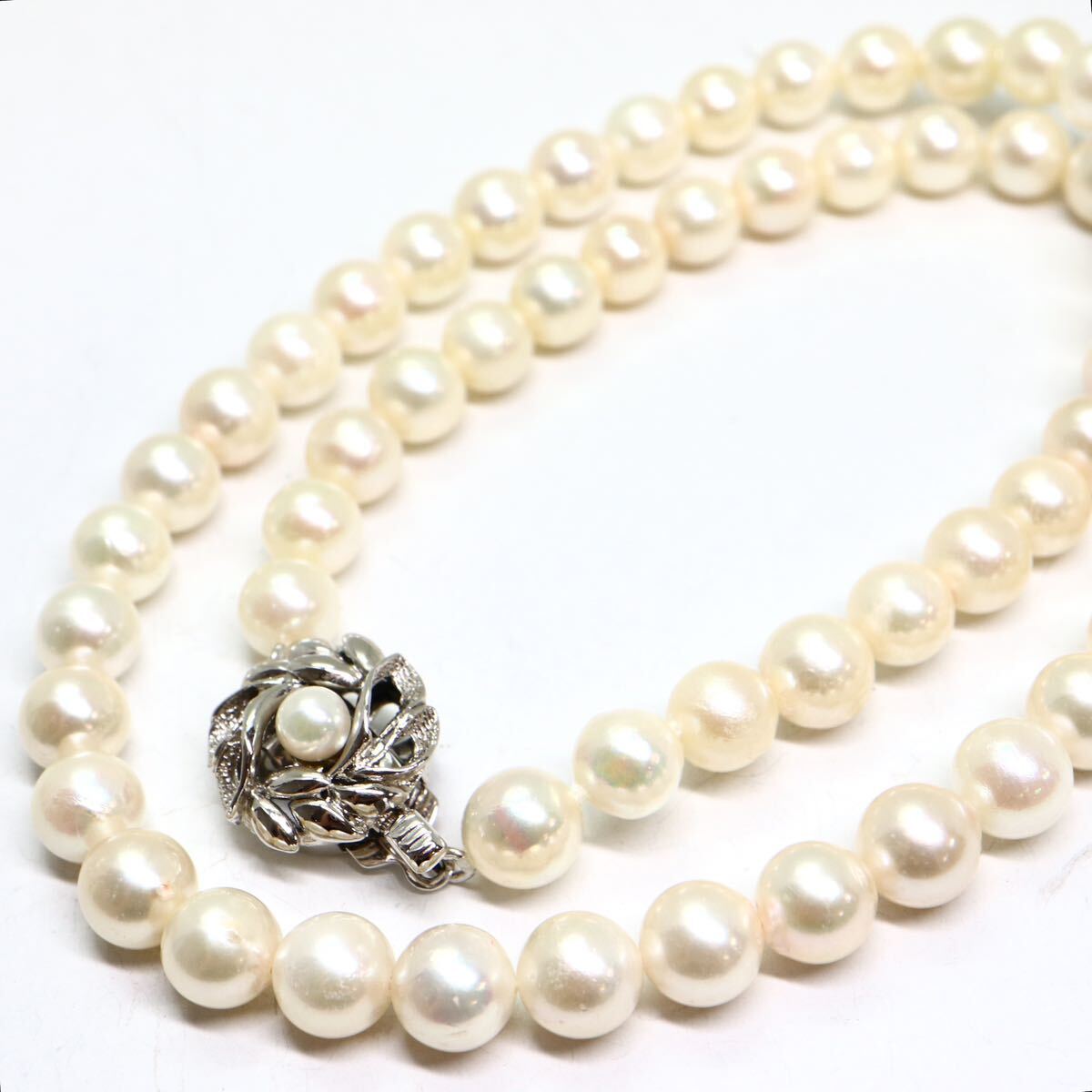 《アコヤ本真珠ネックレス》M 28.5g 約41cm 約6.5-7.0mm珠 pearl パール necklace ジュエリー jewelry DB0/DC0_画像1