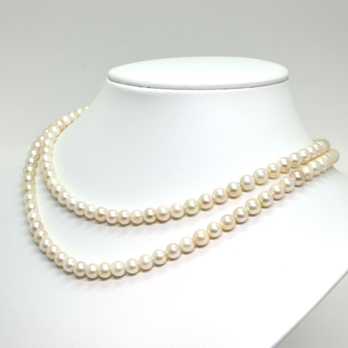 《アコヤ本真珠ロングネックレス》M 48.5g 約80cm 約6.0mm珠 pearl パール necklace ジュエリー jewelry DB0/DC0_画像4