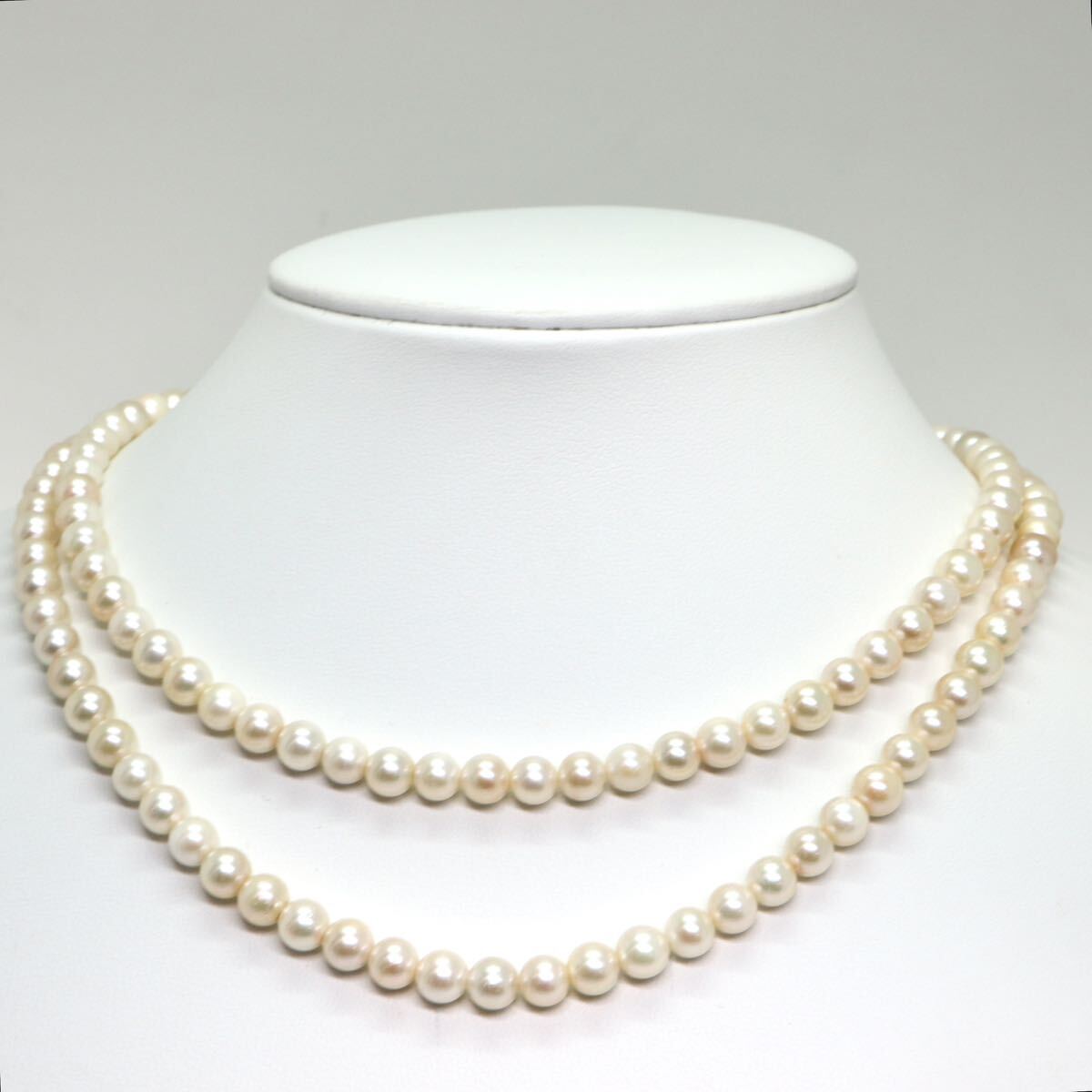 《アコヤ本真珠ロングネックレス》M 48.5g 約80cm 約6.0mm珠 pearl パール necklace ジュエリー jewelry DB0/DC0_画像3