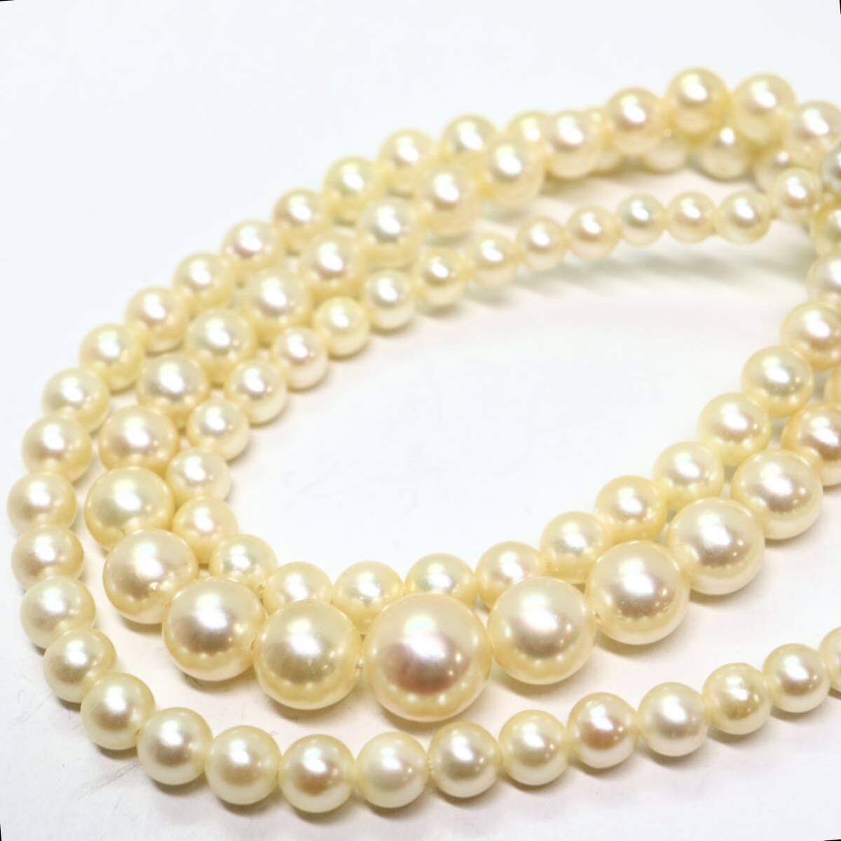 《アコヤ本真珠ネックレス》M 15.2g 約44.5cm 約3.5-7.5mm珠 pearl パール necklace ジュエリー jewelry DA0/DC0_画像4