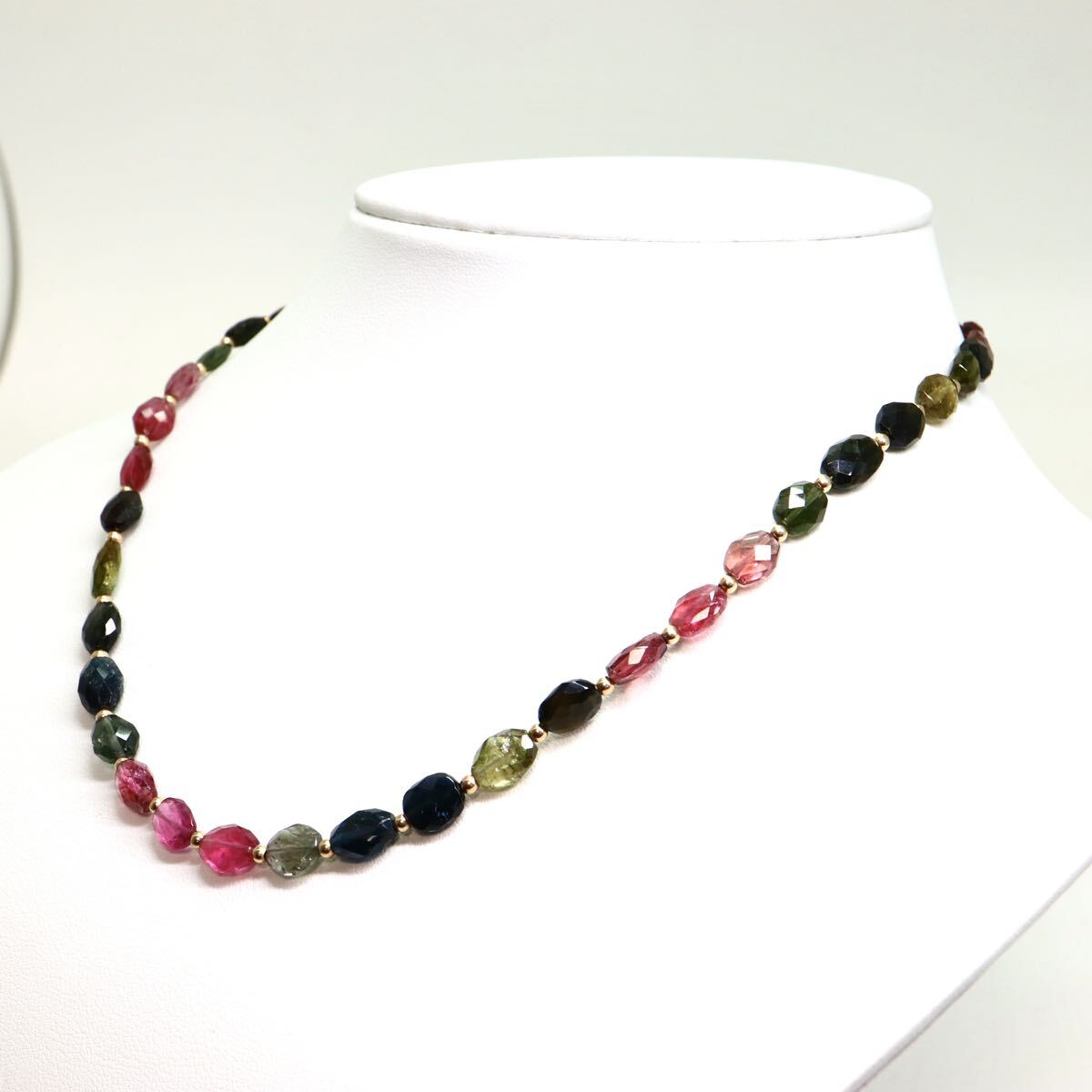 《K18 天然マルチカラートルマリンネックレス》M 約13.9g 約42cm tourmaline necklace ジュエリー jewelry DH0/EA_画像3