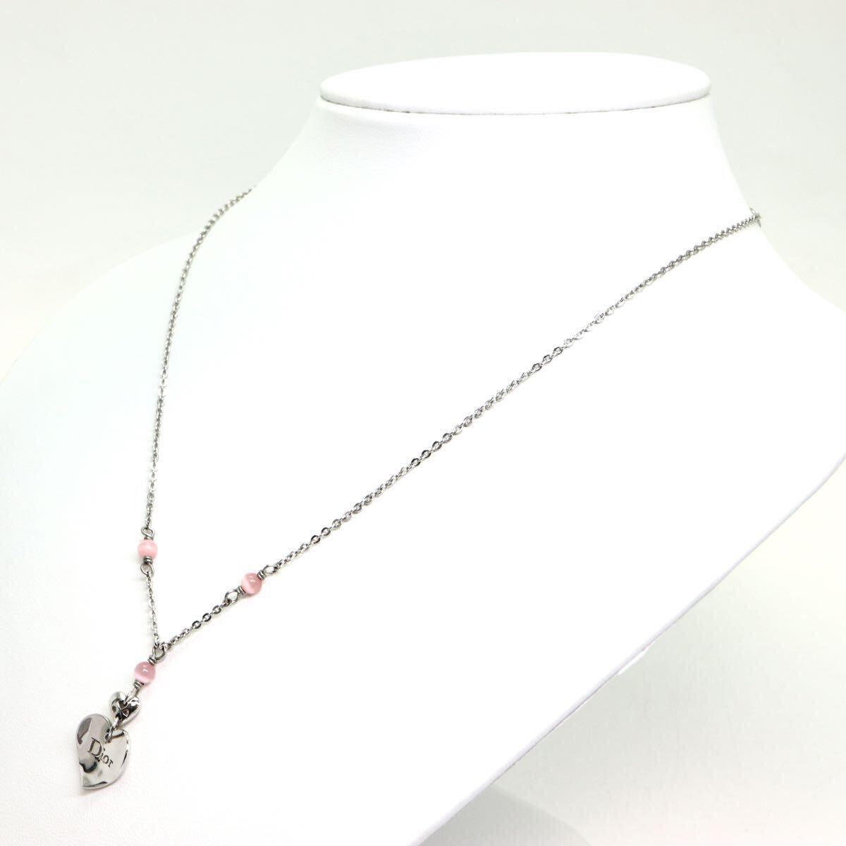 ChristianDior (クリスチャンディオール)《K18WG カラーストーン付きハートモチーフネックレス》M 5.4g 約48cm necklace jewelry EE1/EE1_画像3