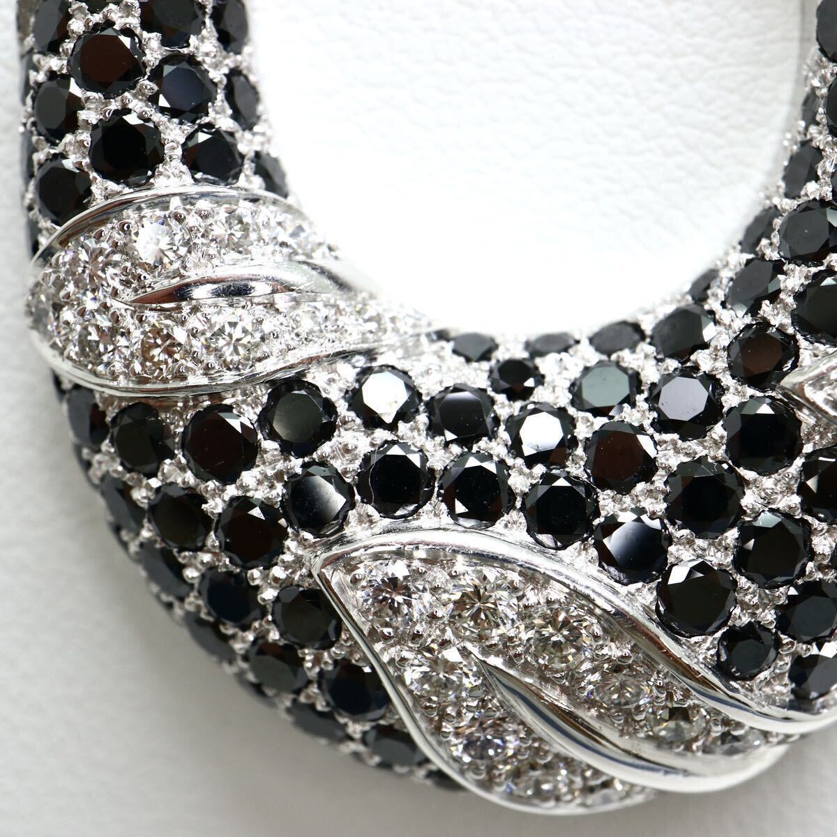 鑑別書付き!!豪華!!《K18WG 天然ブラックダイヤモンド/天然ダイヤモンドネックレス》M 29.3g 約69cm diamond jewelry necklace FA8/FB7_画像4