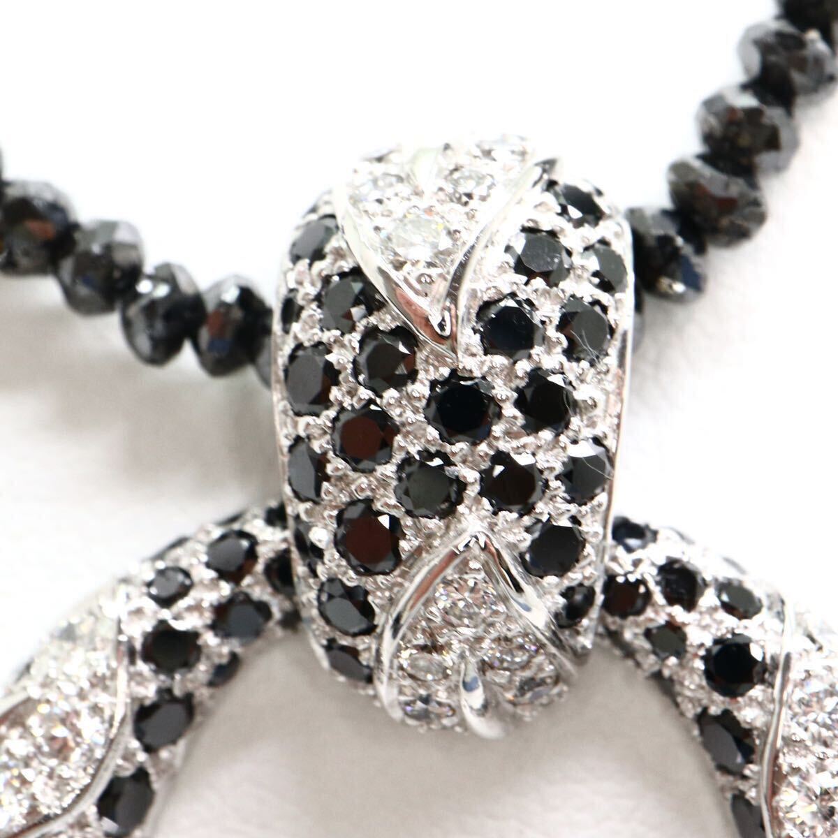 鑑別書付き!!豪華!!《K18WG 天然ブラックダイヤモンド/天然ダイヤモンドネックレス》M 29.3g 約69cm diamond jewelry necklace FA8/FB7_画像5