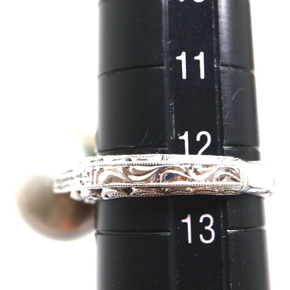 豪華!!《K18(750)天然ダイヤモンド/南洋白蝶真珠リング》M 約8.0g 約12号 0.31ct diamond ring jewelry 指輪 ED0/EE1_画像7