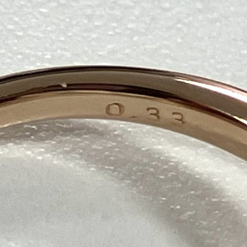 《K18(750) 天然ダイヤモンドリング》M 約3.2g 12号 0.33ct diamond ジュエリー ring heart ハート 指輪 EC3/EC4の画像8