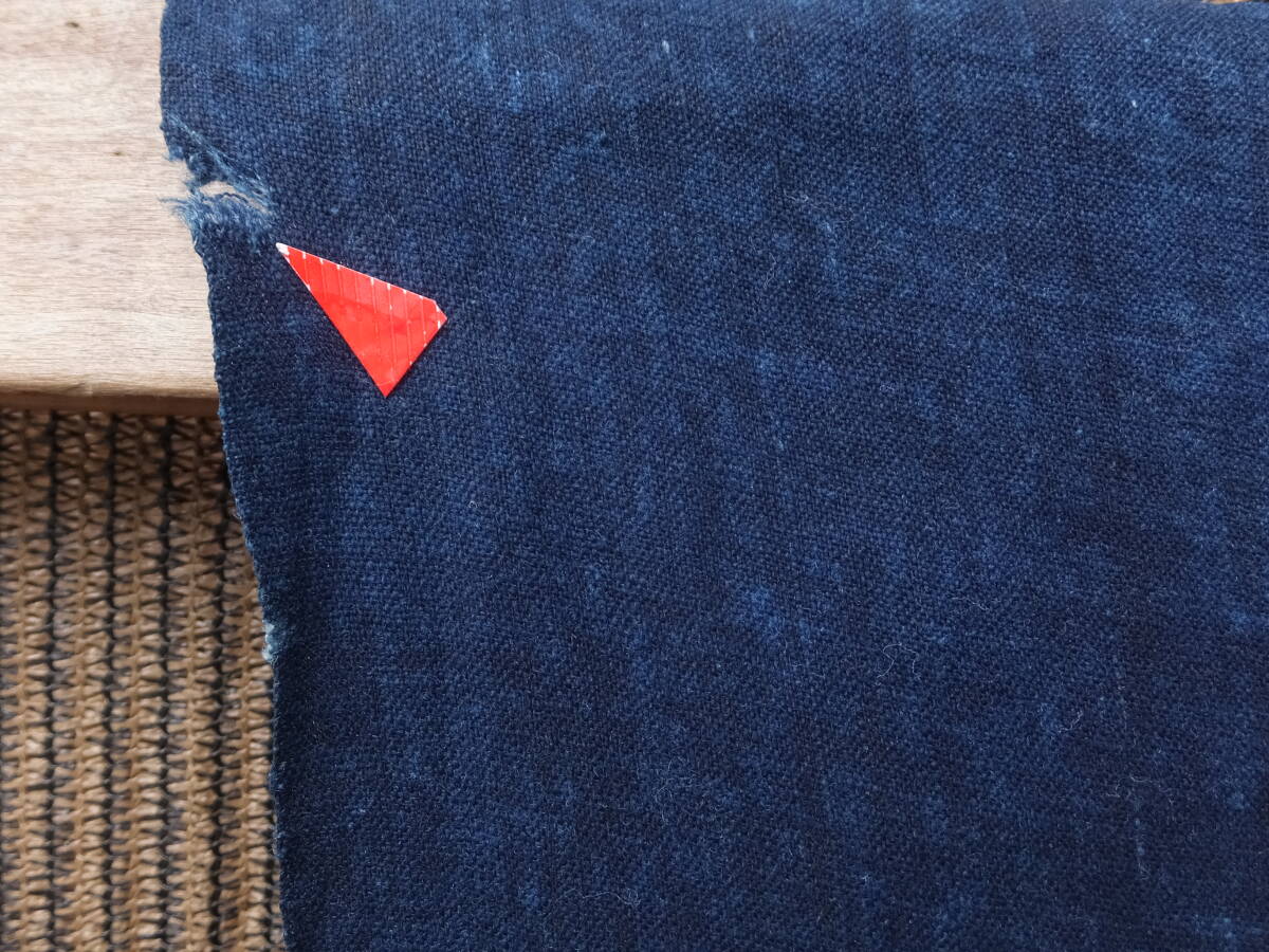 手織り中厚藍木綿筒描市松文風呂敷古布・3幅繋ぎ・116×98㌢・重230g・リメイク素材_画像8