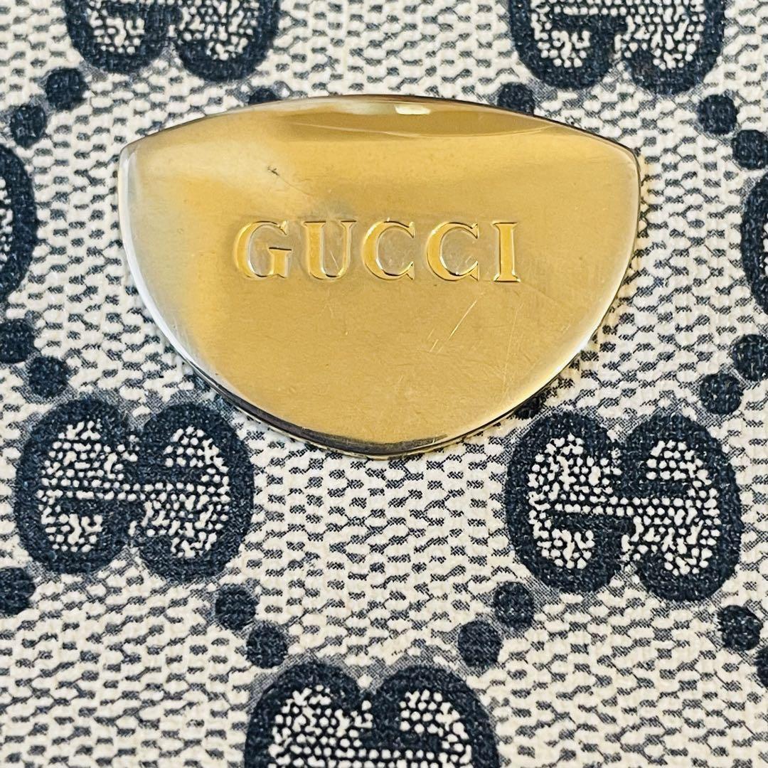 美品＊GUCCI グッチ カメラ セミショルダーバッグ ワンハンド ポシェット GG 金具 pvcレザー ネイビー 肩掛け ポケット 金具 鞄 かばん bag_画像8