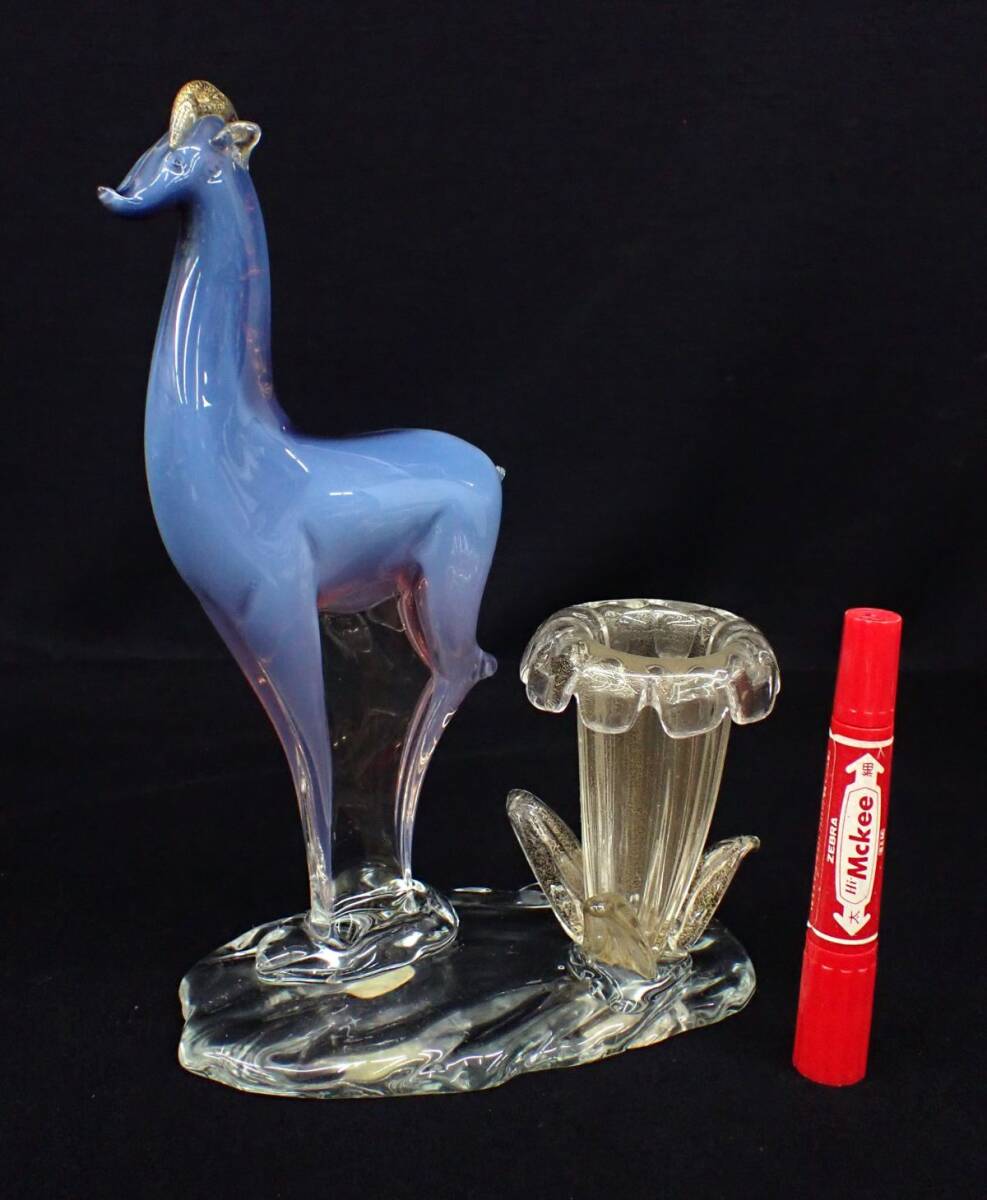 ▲MURANO ムラーノ ベネチアンガラス ペンスタンド(高さ約27.5cm)▲ムラノグラス/花器/置物/フラワーベース/オブジェ/馬/一輪挿し/消費税0_画像1