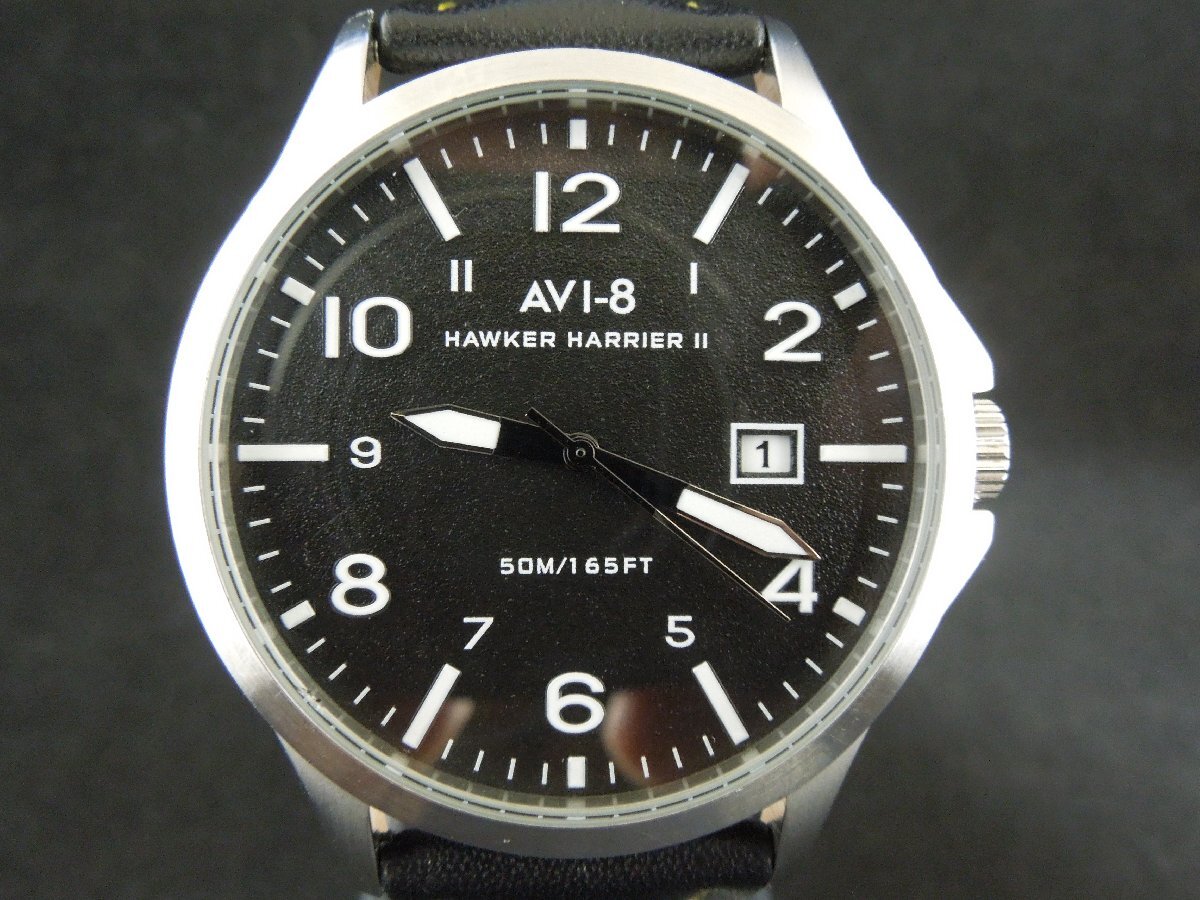 ★Ｗ―３３３★腕時計　AVI-8/アヴィエイト HAWKER HARRIERⅡ 動作品 QUARTZ/クォーツ 3針 デイト アナログ アンティーク メンズ [60]_画像1