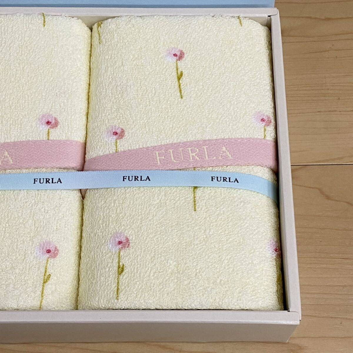 FURLA Furla face towel 2 sheets yellow floral print box none no.143