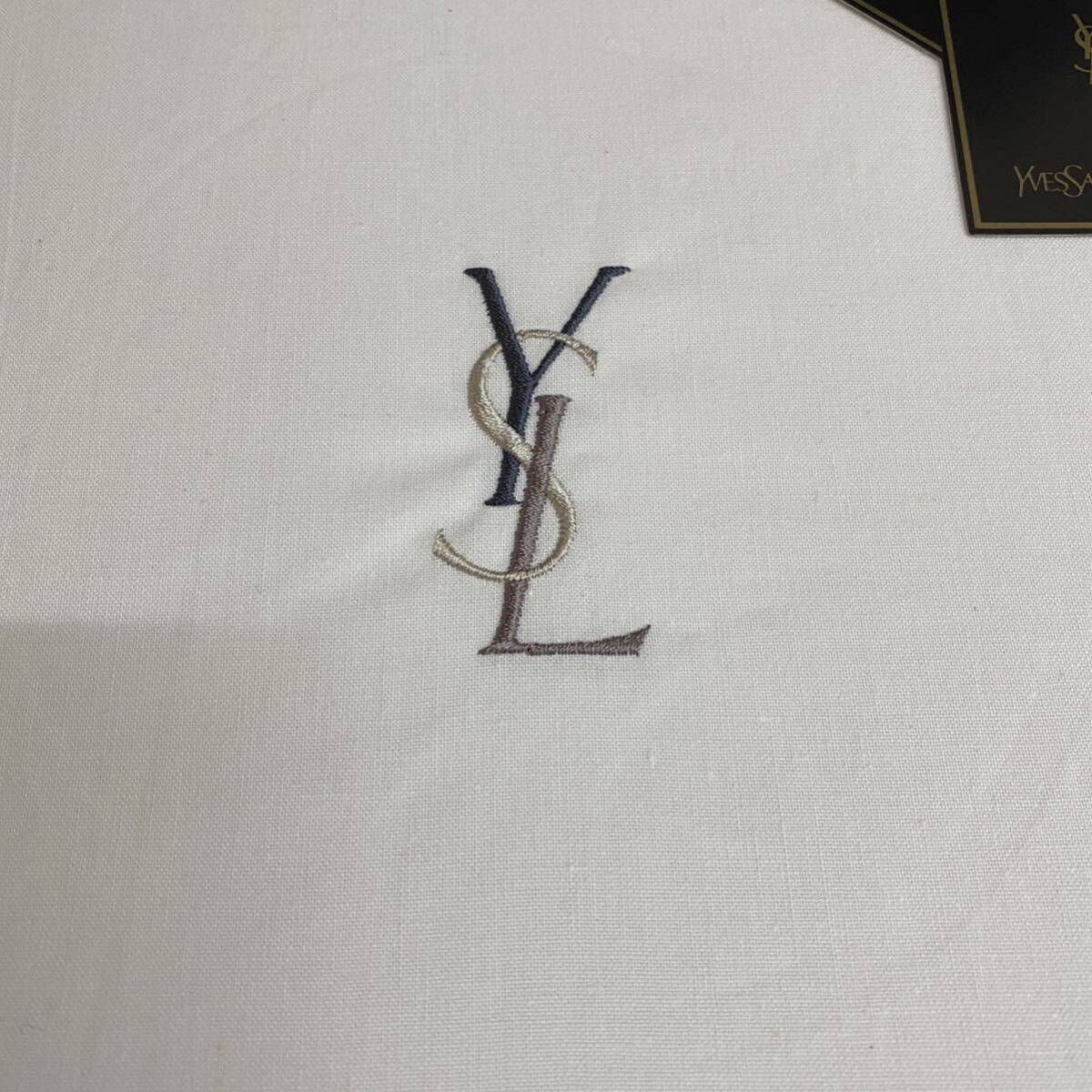 YVES SAINT LAURENT イヴサンローラン イブサンローラン ヒラオリシーツ 　140×240　ロゴ刺繍　no.144_画像4