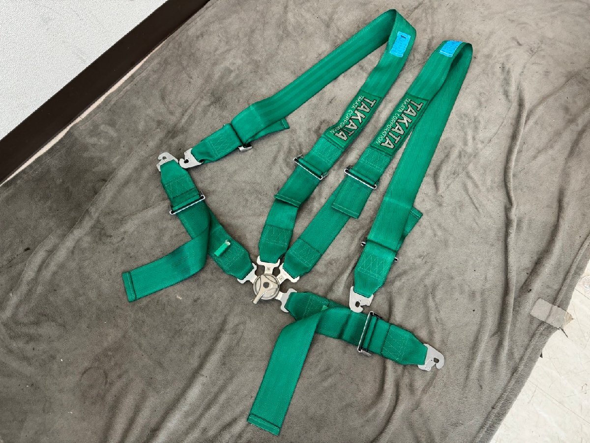 [Y1000 jpy selling out ] [ secondhand goods ][ taking over welcome ] Takata 4 point type racing Harness green green seat belt s