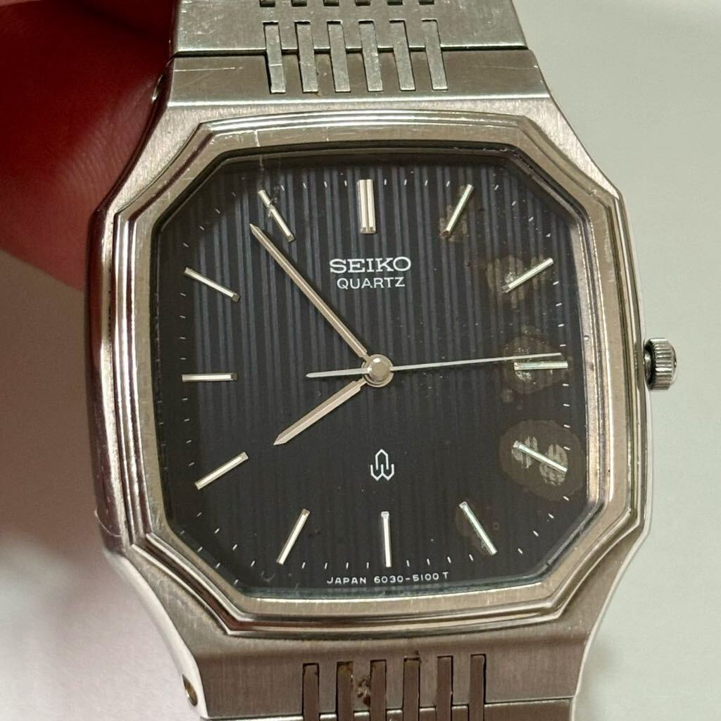 SEIKOセイコー　6030-5080 黒文字盤　スクエア　クォーツ　QUARTZ ジャンク　メンズ腕時計_画像1