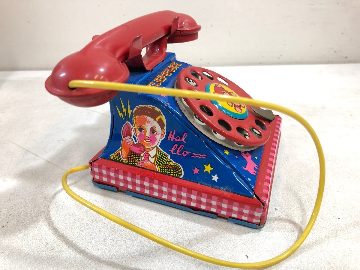 YONEZAWA жестяная пластина ... телефонный аппарат Vintage подлинная вещь Showa Retro смешанные товары CHILDRENS TELEPHONE Yonezawa Ёнэдзава игрушка сделано в Японии ^