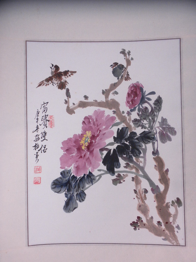 【模写】掛軸・花鳥図・牡丹と鳥・中国_画像2