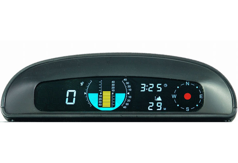 ピッチ角度、ロール角度、室内温度、時計、速度などを表示！デジタルクリノメーター　タイプ1　 売り切り_時計、標高も表示