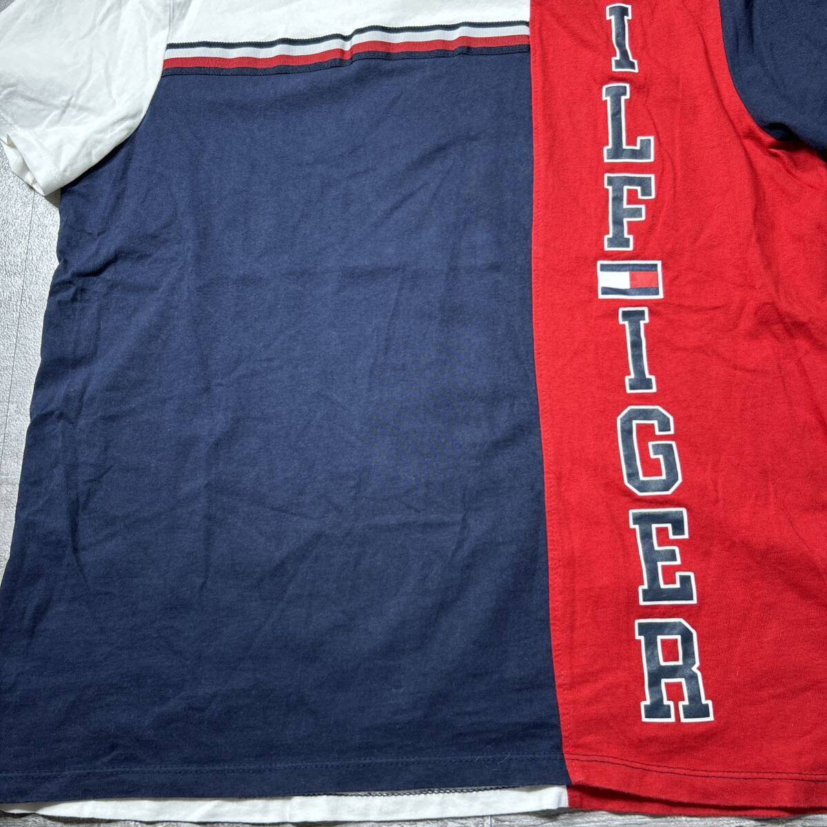 【1スタ】美品 TOMMYHILFIGER トミーヒルフィガー半袖Tシャツ カジュアル USA古着 文字ロゴ プリントロゴ トリコロール 春夏 メンズLサイズ_画像5