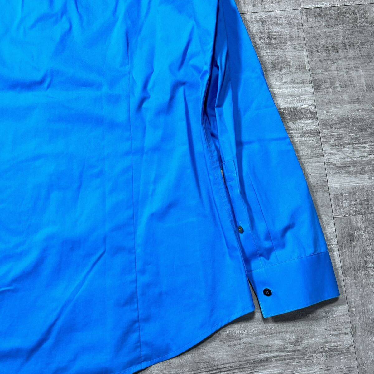 【1スタ】美品 Calvin Klein カルバンクライン 長袖シャツ ドレスシャツ 青 ブルー S/P SHIRT コットン non iron body fit ノンアイロン_画像10