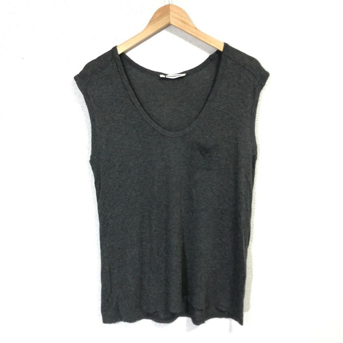 H8093dE America made ALEXANDER WANG Alexander one no sleeve cut and sewn charcoal gray lady's size XS plain simple 