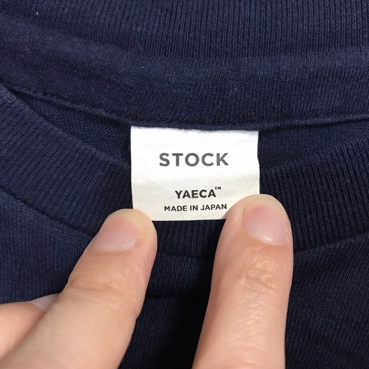 H7982dL 日本製 YAECA STOCK ヤエカ ストック サイズM 半袖Tシャツ クルーネック ポケットTシャツ ネイビー 紺色 メンズ コットン100%の画像6