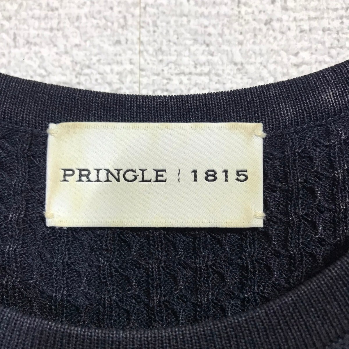 H7977dL PRINGLE 1815 プリングル1815 サイズUK10 (S位) ノースリーブニットワンピース ネイビー 紺色 レディース フレアスカート_画像6