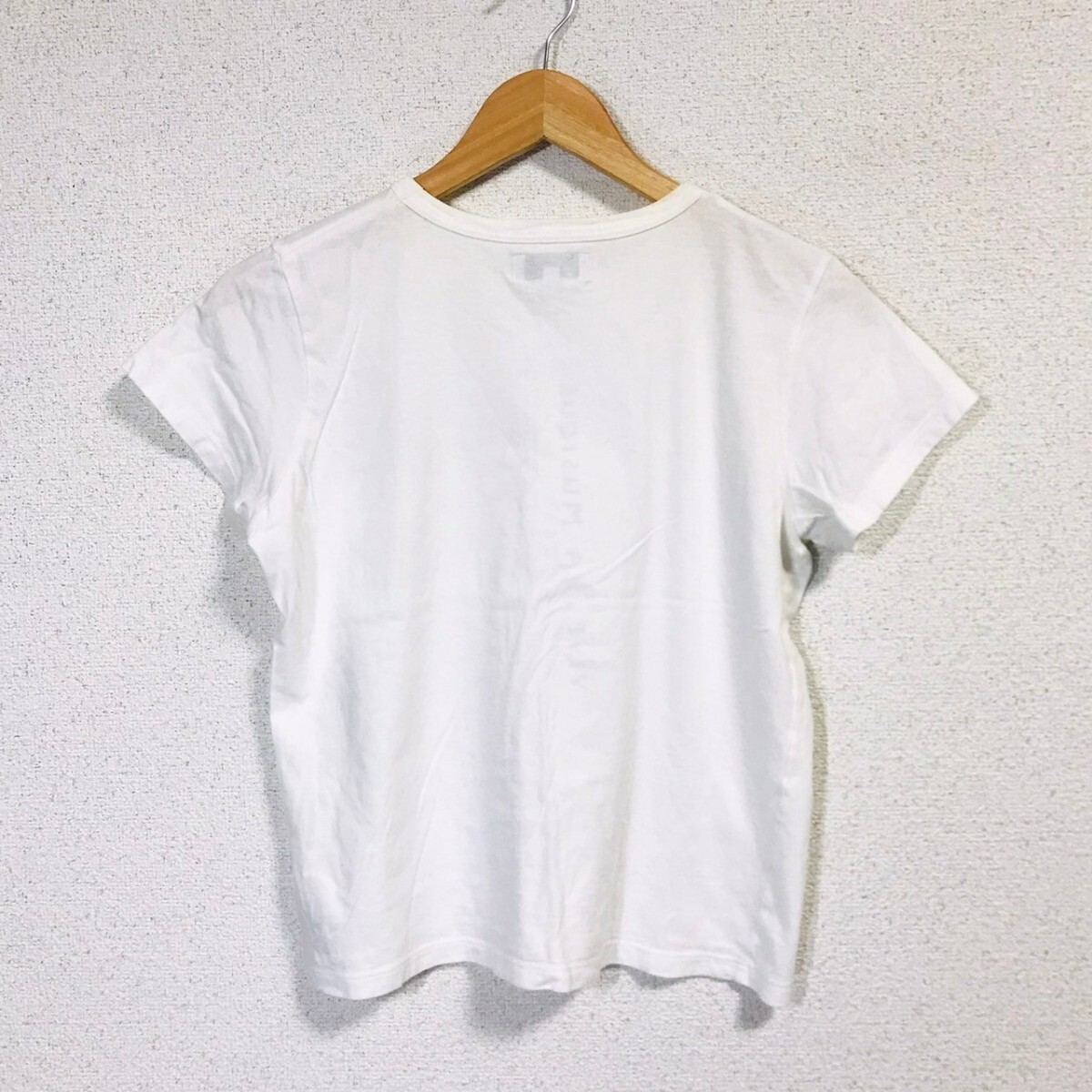 H8028dL 日本製 agnes b. アニエスベー サイズT2 (S～M位) 半袖Tシャツ カットソー プリントTシャツ ホワイト 白 レディース 綿100%_画像2