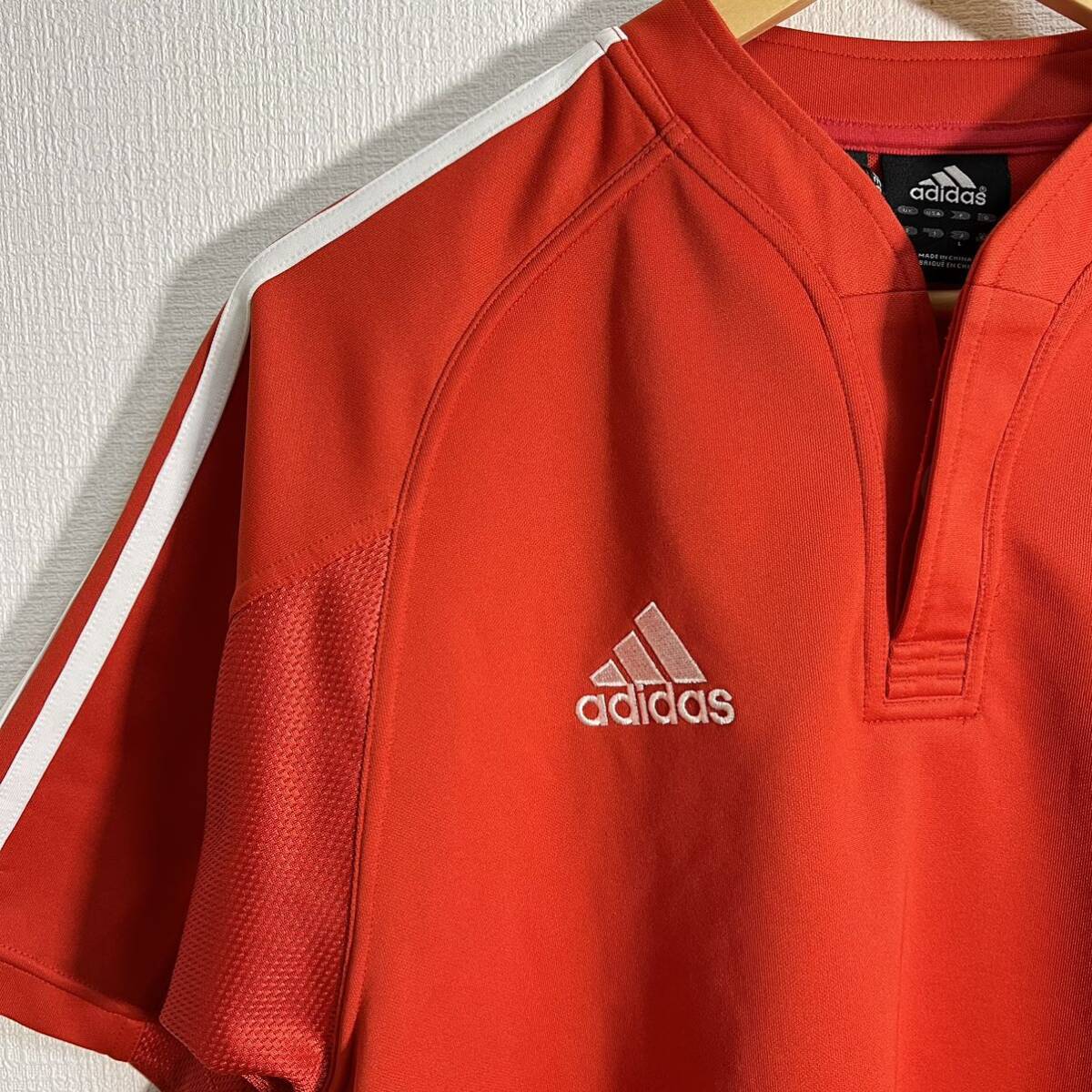 H8158FF adidas アディダス サイズL 半袖 半袖Tシャツ プラクティスシャツ ジャージ レッド メンズ ポリエステル100% スポーツ _画像4