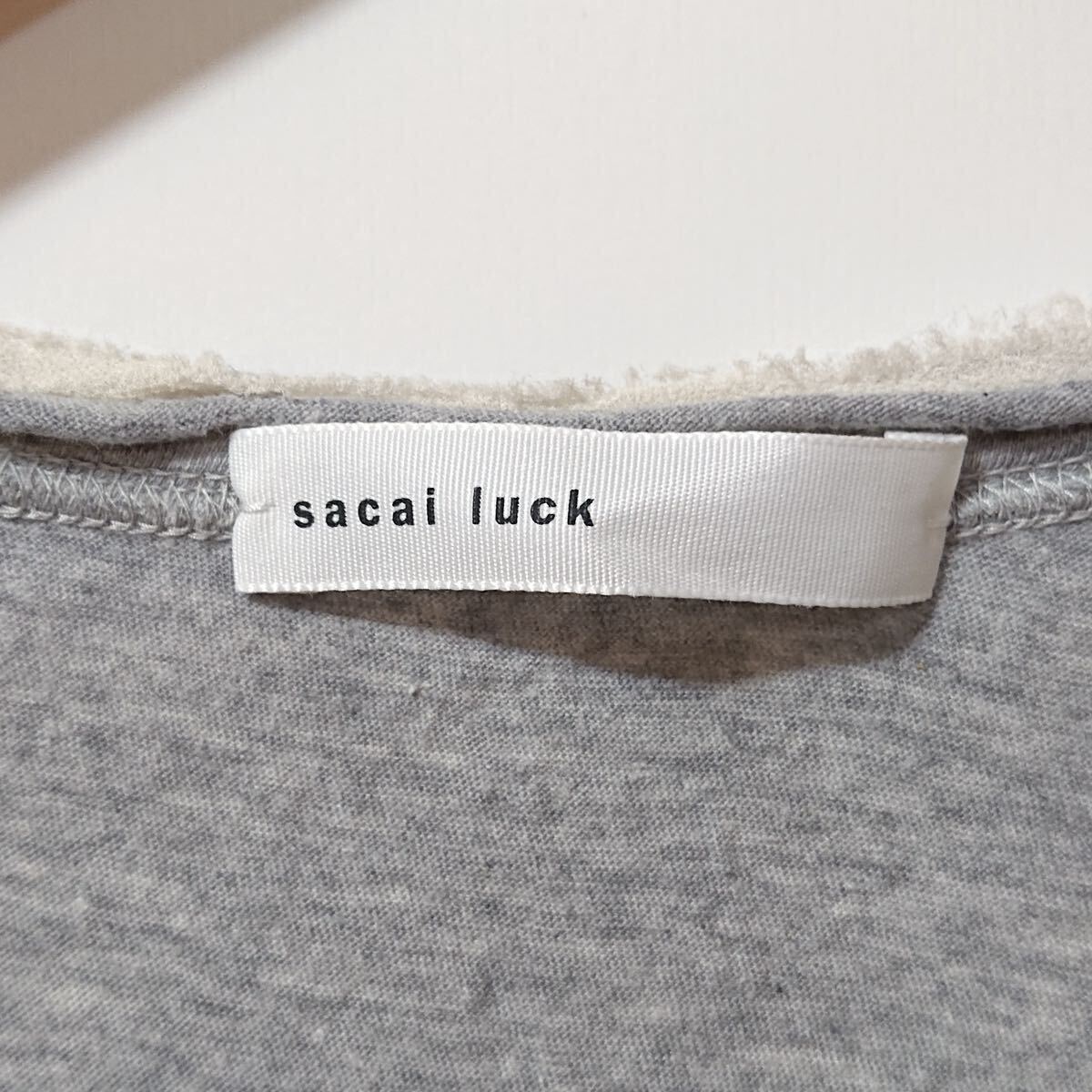 H8237gg sacai luck（サカイ ラック） サイズ2（M位） 半袖Tシャツ カットソー グレー系 レディース コットン100% 日本製 シンプル_画像7