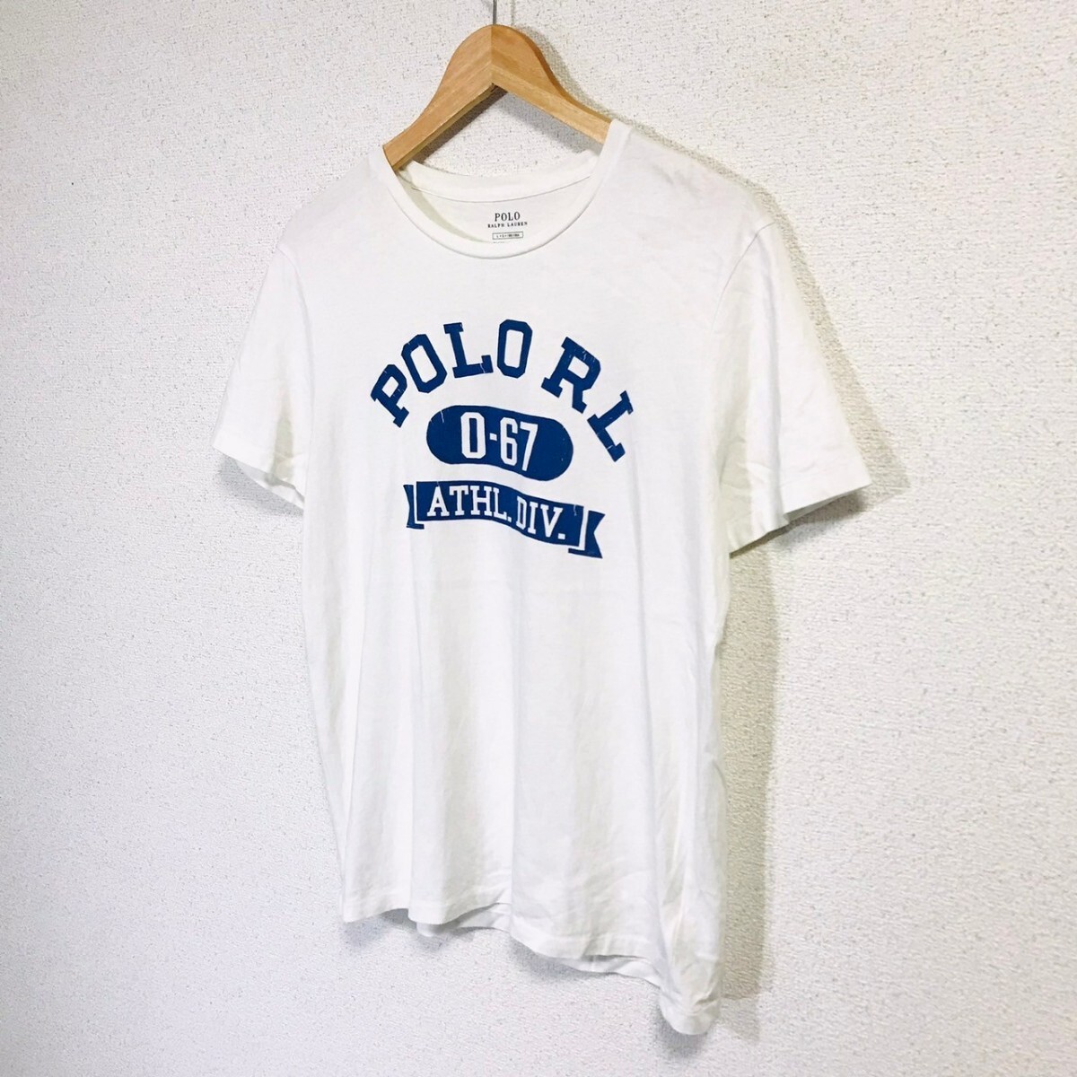 H8488dL Polo Ralph Lauren ポロラルフローレン サイズ L・G ・180/100A 半袖Tシャツ プリントTシャツ ホワイト 白T メンズ 綿100% 古着 _画像3