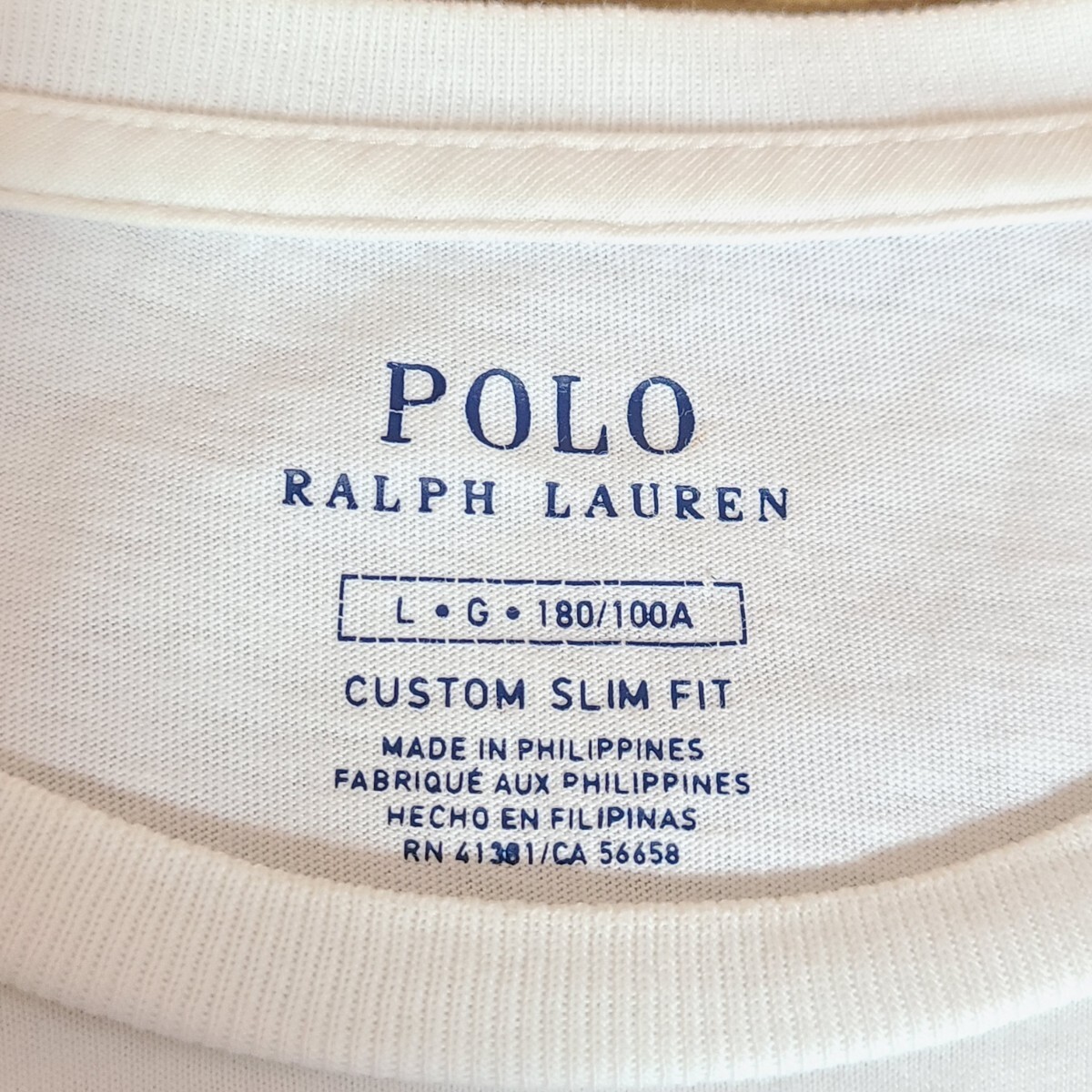 H8488dL Polo Ralph Lauren ポロラルフローレン サイズ L・G ・180/100A 半袖Tシャツ プリントTシャツ ホワイト 白T メンズ 綿100% 古着 _画像5