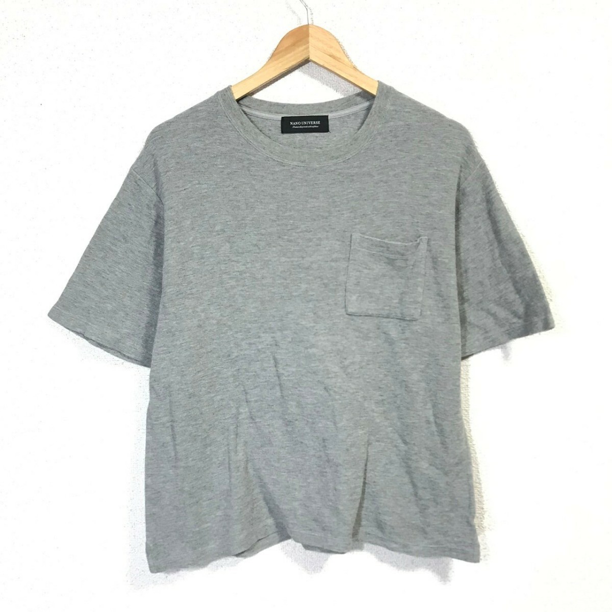 H8547dE nano・universe ナノユニバース Tシャツ 半袖Tシャツ グレー サイズS メンズ 無地 シンプル カジュアル カットソー クルーネック