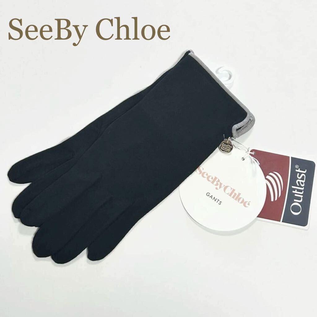 シーバイクロエSEE BY CHLOE UV手袋 グローブ 温度調整素材 ブラック 新品未使用品_画像1