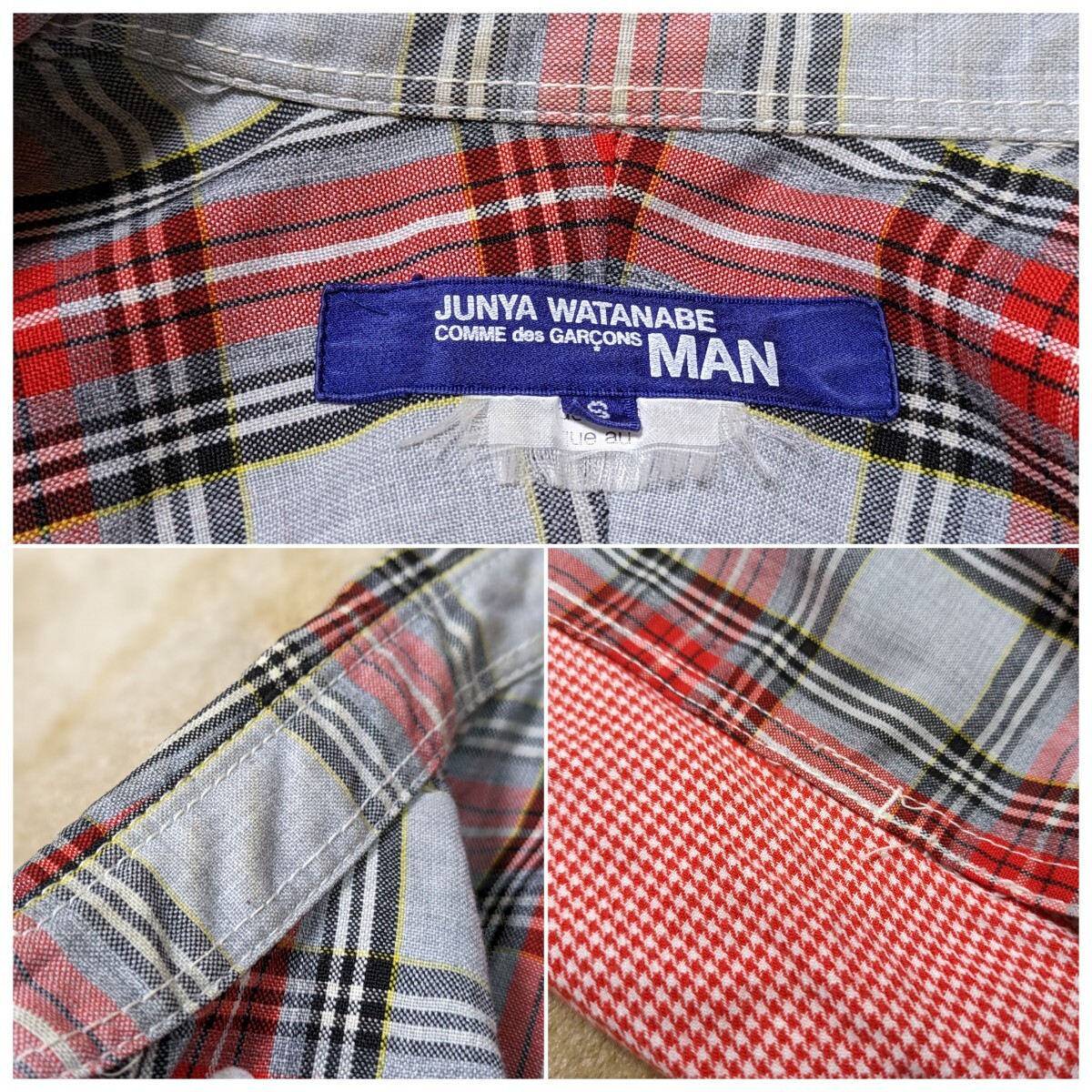 JUNYA WATANABE MAN チェック シャツ Sサイズ WH-B010 comme des garcons コム・デ・ギャルソン ジュンヤ ワタナベ マン_画像6