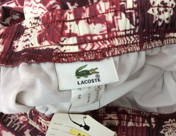 未使用 LACOSTE ラコステ メンズ 柄 ハーフパンツ 2枚セット 水陸両用 Mサイズ Wゴム W紐調整可 ワンポイントロゴ ブランド 管51723865_画像9