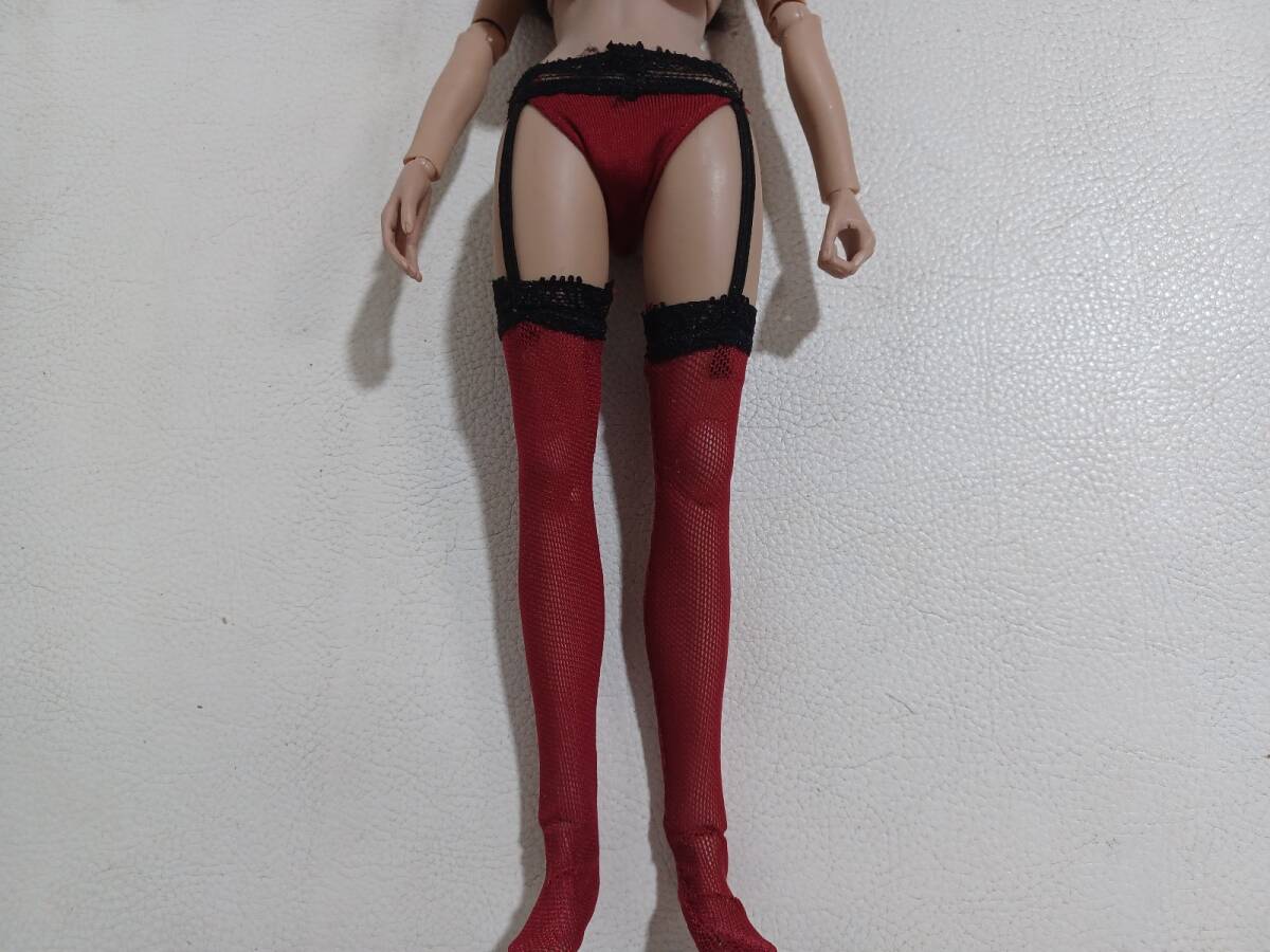 クールガール 褐色 赤 ガーターベルト タイツ パンティ 1/6 女性フィギュア ヘッドパーツ 素体 の画像3