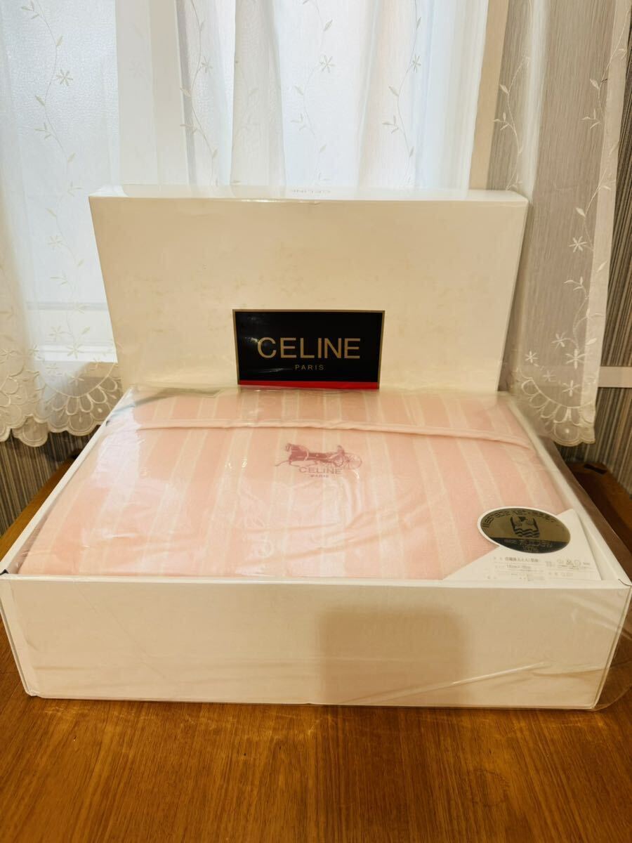 【未使用】 CELINE セリーヌ 合繊掛ふとん 肌掛 約140×190cm ピンク _画像1
