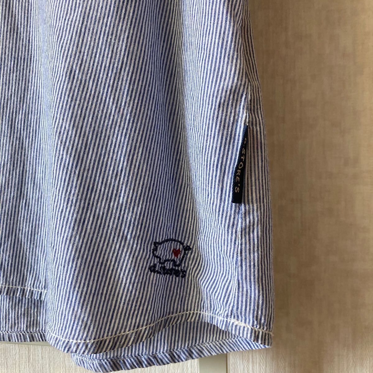 送料無料☆Drug Storesドラッグストアーズ ブルーストライプシャツ コットンシャツ 綿100% サイズ2
