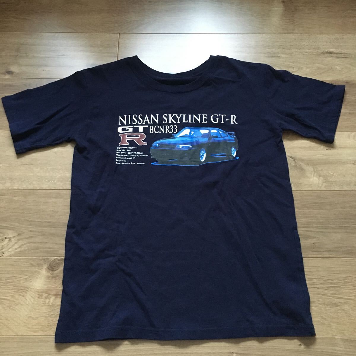 GTR ニッサンスカイライン　BCNR 33 半袖Tシャツ Ｍサイズ　美品　紺_画像1