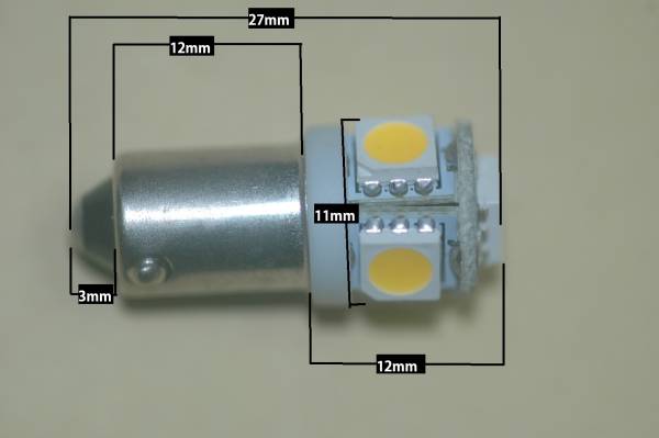 ▲24V旧車用LED電球色球BA9タイプ2個組送料無料ポジション自然色_大きさです。