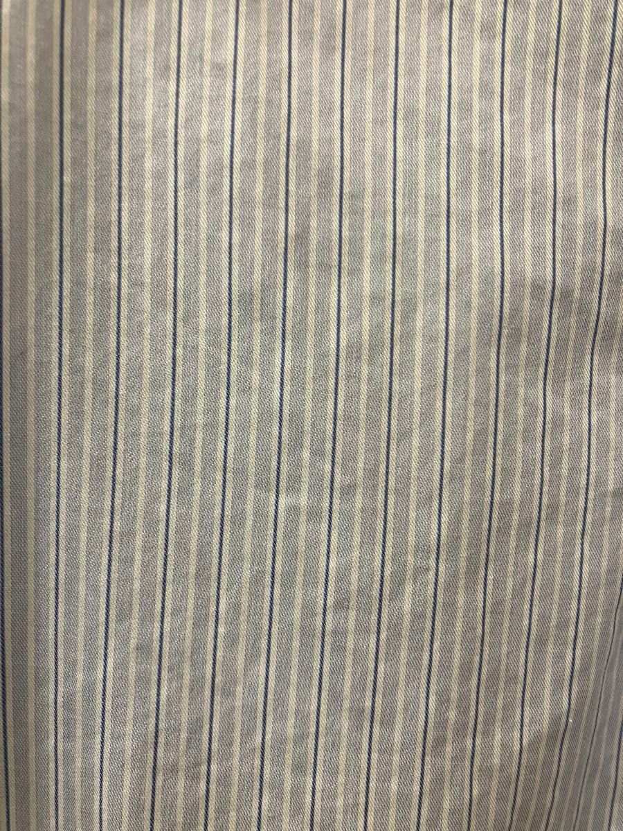 【美品】ビームスエフ　BeamsF 長袖ドレスシャツ ストライプ　水色 ブルー　ワイドカラー　スリムフィット