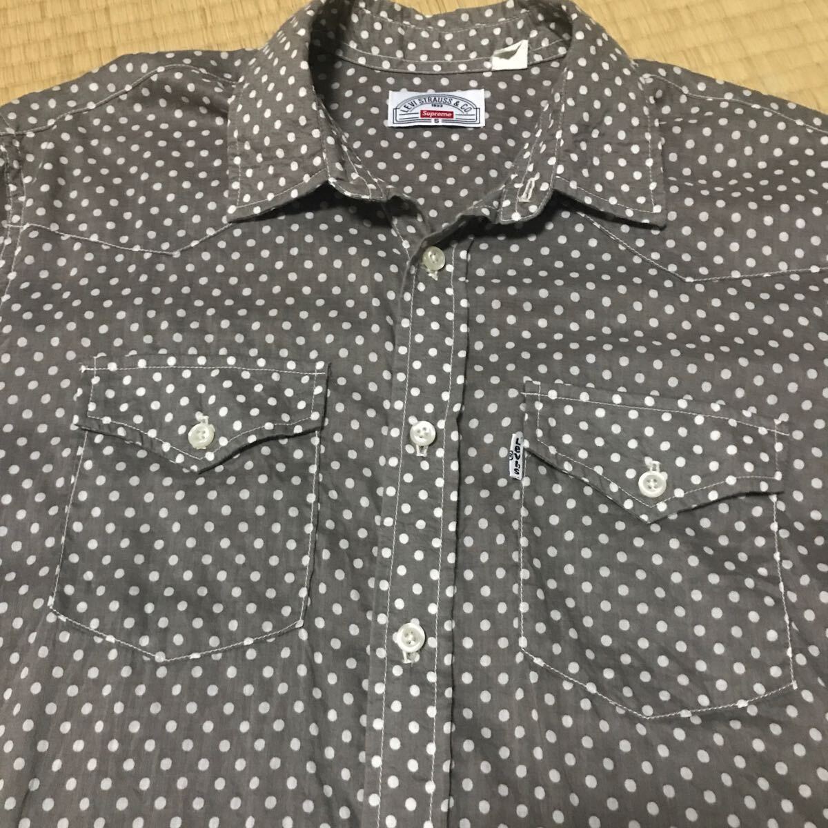 Supreme シュプリーム　シャツ Levi's グレー　ドット柄　ウエスタンシャツ USA製 長袖 美品　12AW Levi's Western Shirt 希少_画像1