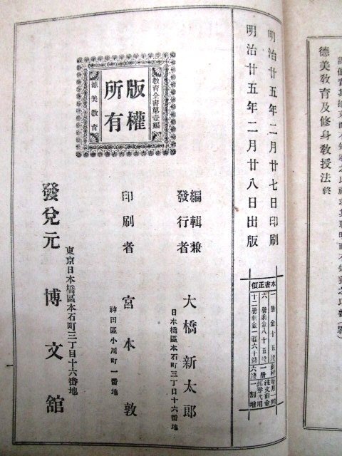 ◇F2968 書籍「【戦前古書】徳美教育及修身教授法 普通教育全書 第1編」矢島錦蔵著 明治25年 博文館 学校教育/史料/文化/民俗_画像6