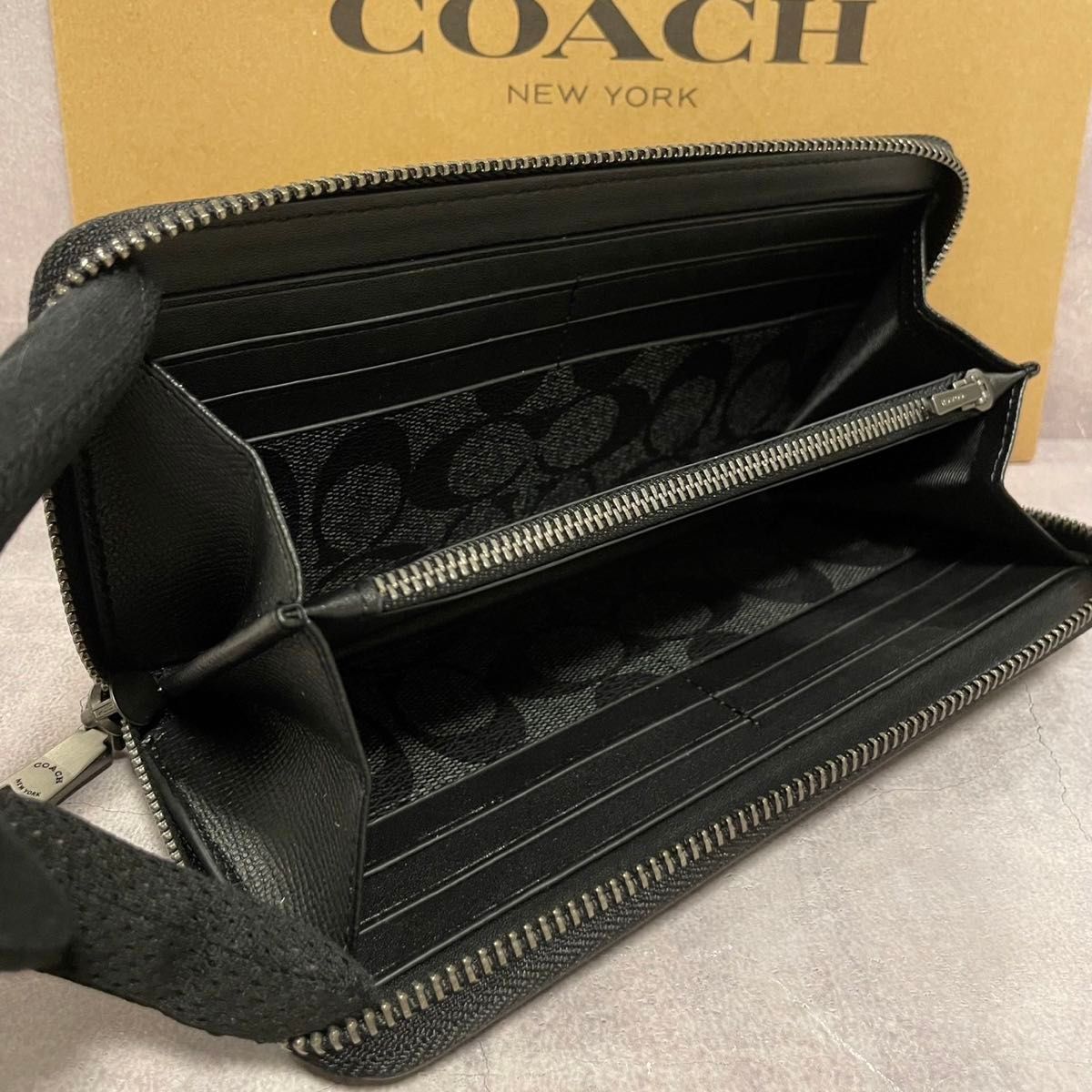 新品　COACH長財布　コーチ　長財布　レディース メンズ シグネチャー ブラック