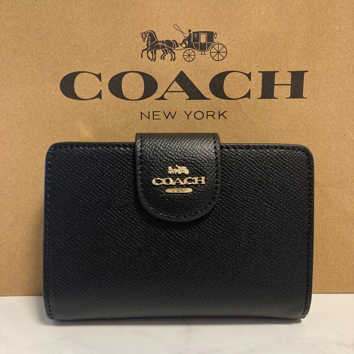 新品　COACH 長財布　コーチ　二つ折り財布　レディース メンズ ブラック