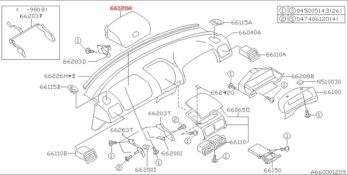 スバル純正 インプレッサ WRX STi 助手席側 小物入れ インパネ アッパーポケット GC8 GF8 SF5 22B フォレスター SUBARU_画像4