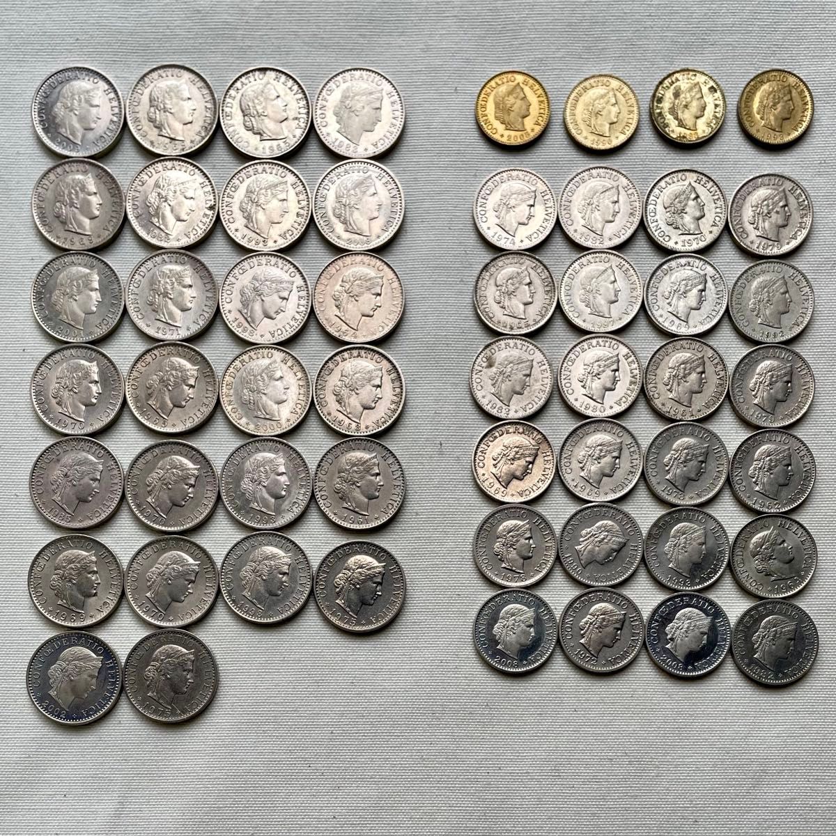 スイスフラン 54枚 20ラッペン硬貨 10ラッペン硬貨 5 スイスフラン 54枚 20ラッペン硬貨 10ラッペン硬貨 5