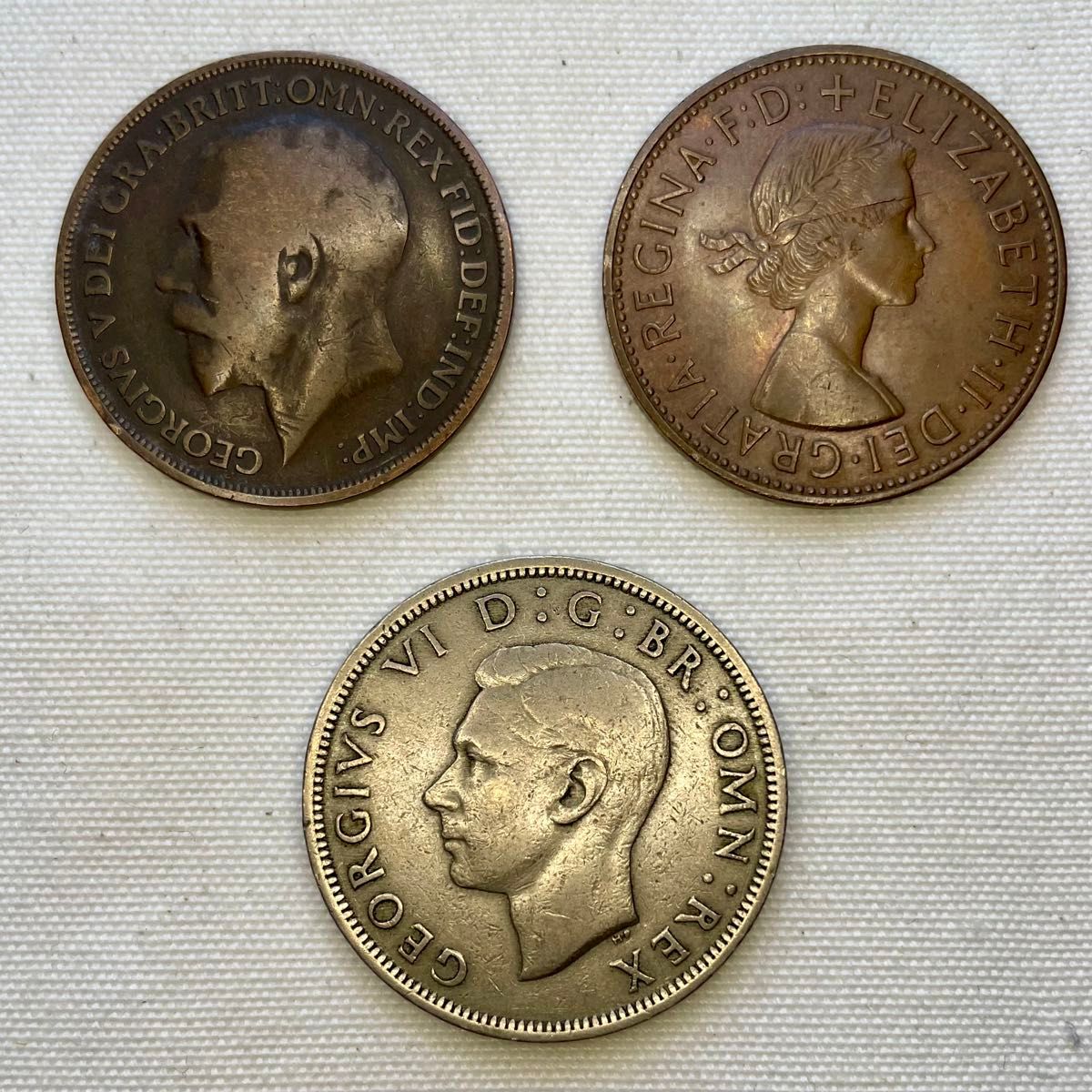 イギリス 旧硬貨 コイン 1ペニー 1913年 ハーフクラウン 1948年 イギリス 旧硬貨 コイン 1ペニー 1913年 ハーフクラウン 1948年