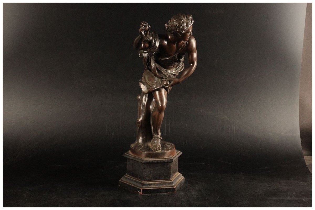 [URA]銅製男性彫刻置物/約6.2kg/5-5-114 (検索)骨董/ブロンズ/オブジェ/銅製/フィギュア/ギリシャ_画像7